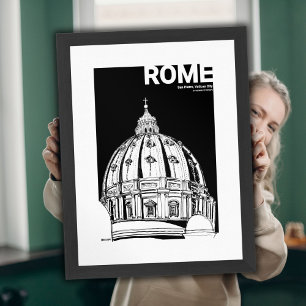 St. Peter's Rome Zwart Wit Sketch Mate Post Poster