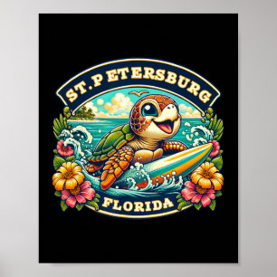 St. Petersberg Florida Schattige Zeeschildpad Surf Poster