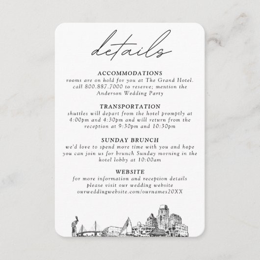 St. Petersburg bruiloft kleine verticale details Informatiekaartje (Voorkant)