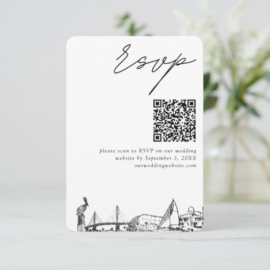 St. Petersburg Bruiloft RSVP QR Code Klein Informatiekaartje (Staand voorkant)