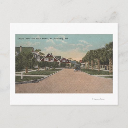St. Petersburg, FL - Uitzicht van Beach Dr. & 5th Briefkaart (Voorkant)