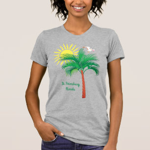 St. Petersburg Florida Palm Tree en Seagull T-Shi T-shirt