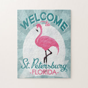 St Petersburg Florida Pink Flamingo Retro Legpuzzel