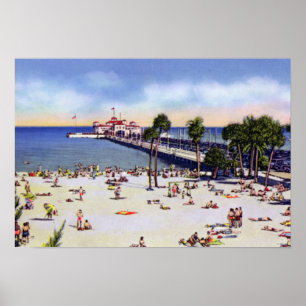 St. Petersburg Florida Spa Beach en Municipal Pie Poster