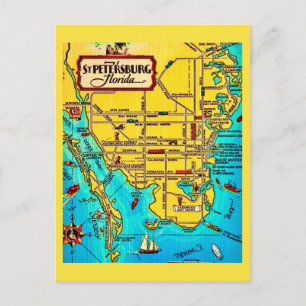 St. Petersburg Kaart Vintage Ansichtkaart