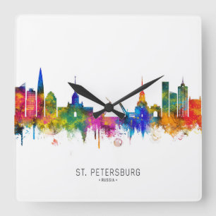 St. Petersburg Rusland Skyline Vierkante Klok