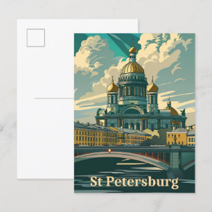 St Petersburg Rusland Vintage Travel Illustratie Briefkaart