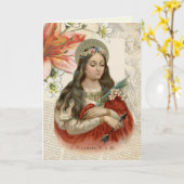 St. Philomena Maagd Martyr Religious Prayer Kaart (Gele Bloem)