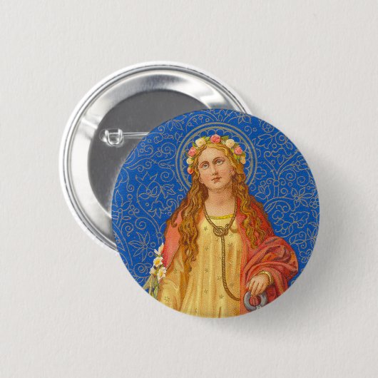 St. Philomena met Anchor (SNV 051) Ronde Button 5,7 Cm (Voorkant /achterkant)