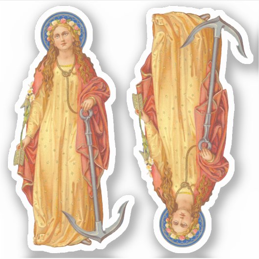 St. Philomena met Anker Custom-Cut Vinyl Sticker (Voorkant)