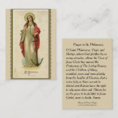 St Philomena Wonderworker et carte sainte de (Devant / Derrière)