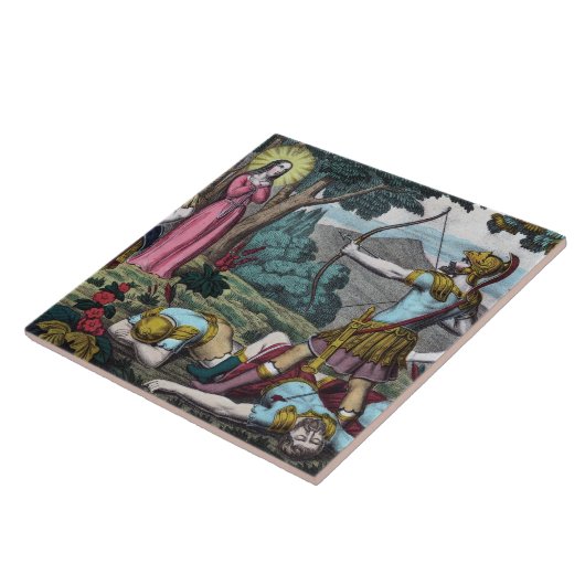 St. Philomena wordt neergeschoten met pijlen Tegeltje (Zijkant)