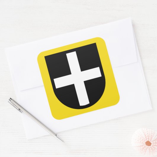 St. Piran's Shield 1-Up - Contour Vierkante Sticker (Envelop)