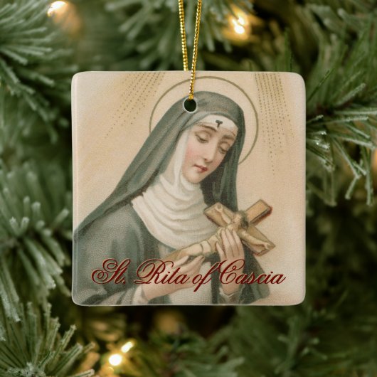 St. Rita of Cascia (M 015) Square Keramisch Ornament (Boom)