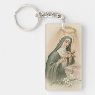 St. Rita van Cascia (M 015) Rechthoekig Acryl Sleutelhanger