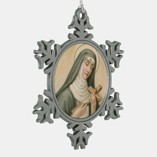 St. Rita van Cascia (M 015) Tin Sneeuwvlok Ornament (Links)