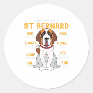 St Saint Bernard Anatomy Funny Dog mama Pa G Ronde Sticker