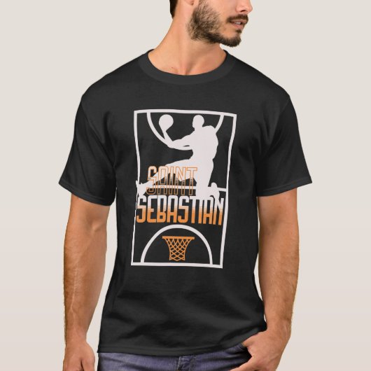 St Sebastian Basketball Dunk Patron Sint-Sport T-shirt (Voorkant)
