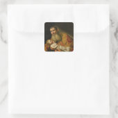St. Simeon presenteert de Baby Christus Vierkante Sticker (Tas)