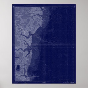 St Simons Georgia Map Nautical Chart Blue Art Poster