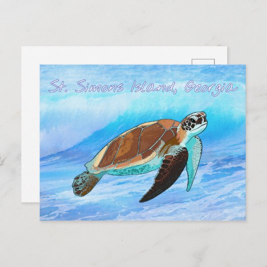 St. Simons Island, GA Sea Turtle Carte postale (Devant / Derrière)