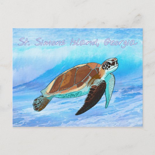 St. Simons Island, GA Sea Turtle Carte postale (Devant)