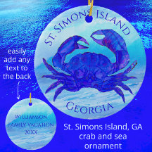 St Simons Island, Georgia Crab en Ocean Waves