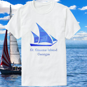 St. Simons Island Georgia Ocean Blue Zeilboot T-shirt