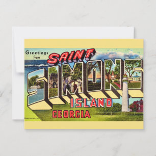 St Simons Island Retro Briefkaart