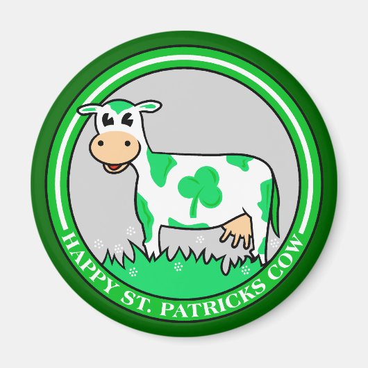 ST. St. Patrick's Day Koe Shamrock Magnet Magneet (Voorkant)