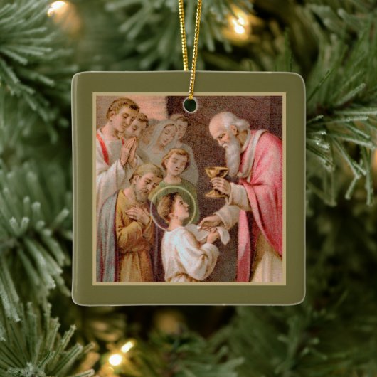 St. Tarcisius Ontvangt de Eucharist (BL 02) x2 Keramisch Ornament (Boom)