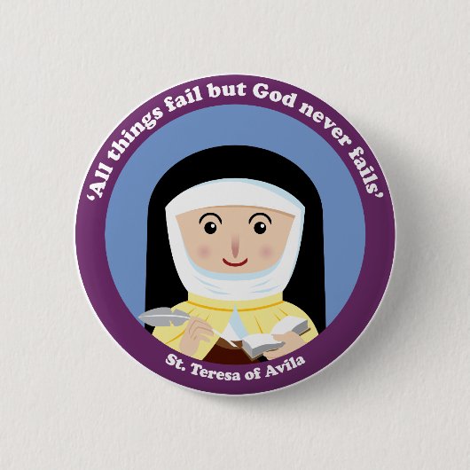 St. Teresa van Avila Ronde Button 5,7 Cm (Voorkant)