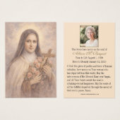 St. Therese Catholic Funeral Memorial Holy Card - Visitekaartje (Voorkant /achterkant)