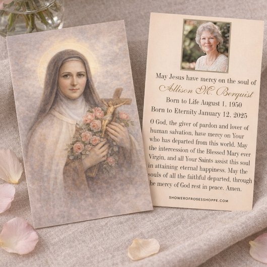 St. Therese Catholic Funeral Memorial Holy Card - Visitekaartje