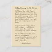 St Therese de cru les petites cartes de Novena de (Dos)