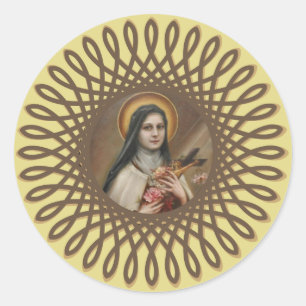 St. Therese de Kleine Bloem Deco Grens Ronde Sticker