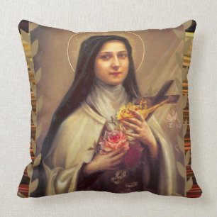 St. Therese de Kleine Bloemrozen Kruisbeeld Kussen