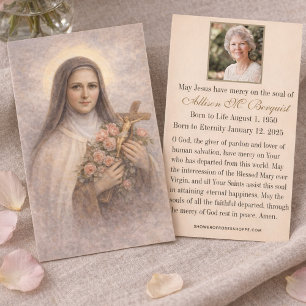 St. Therese katholieke rouwherdenking Heilige kaar Visitekaartje