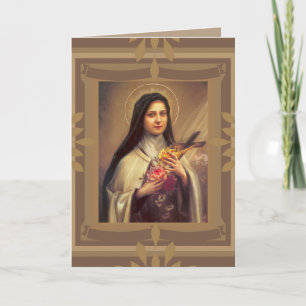 St. Therese Kleine Bloem met roze rozen Verjaardag Kaart