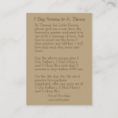 St Therese les petites cartes de Novena de fleur (Dos)