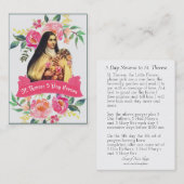 St Therese les petites cartes de Novena de fleur (Devant / Derrière)