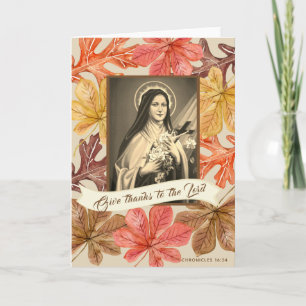 St. Therese Lisieux Thanksgiving Autumn Leaves Feestdagen Kaart