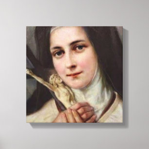 St.Therese Little Flower Crucifix Canvas Afdruk