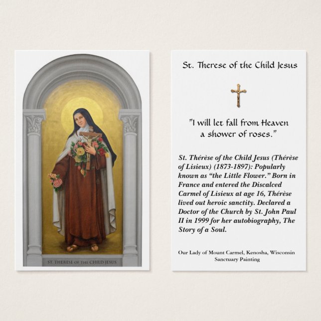 St. Therese of the Child Jesus Lisieux Holy Card (Devant & derrière)