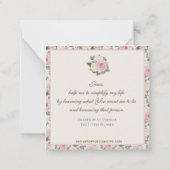 St. Therese Prayer Religieuze Rozen Notitiekaartje (Achterkant)