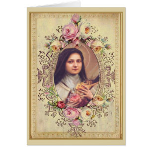 St. Therese Rozen Crucifix  Gold Border