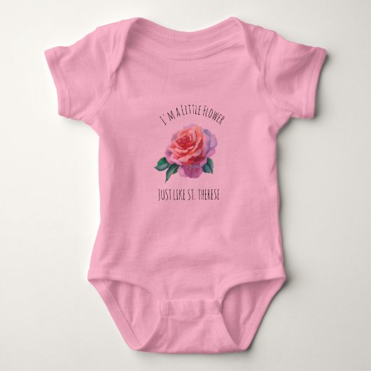 St. Therese the Little Flower Pink Rose Romper (Voorkant)