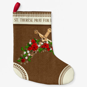 St. Therese the Little Flower Red Roses Crucifix Kleine Kerstsok
