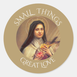 St. Therese the Little Flower Rozen Crucifix Ronde Sticker