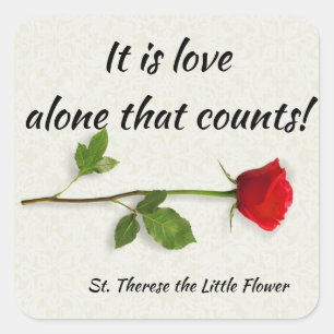 St. Therese van het kind Jesus Red Rose Vierkante Sticker